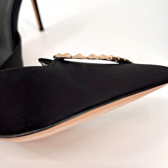 AAJ by Aminah Aviva Heart Mule Pumps Size 8M Black Microfiber Fabric Pointed Toe - Picture 11 of 16